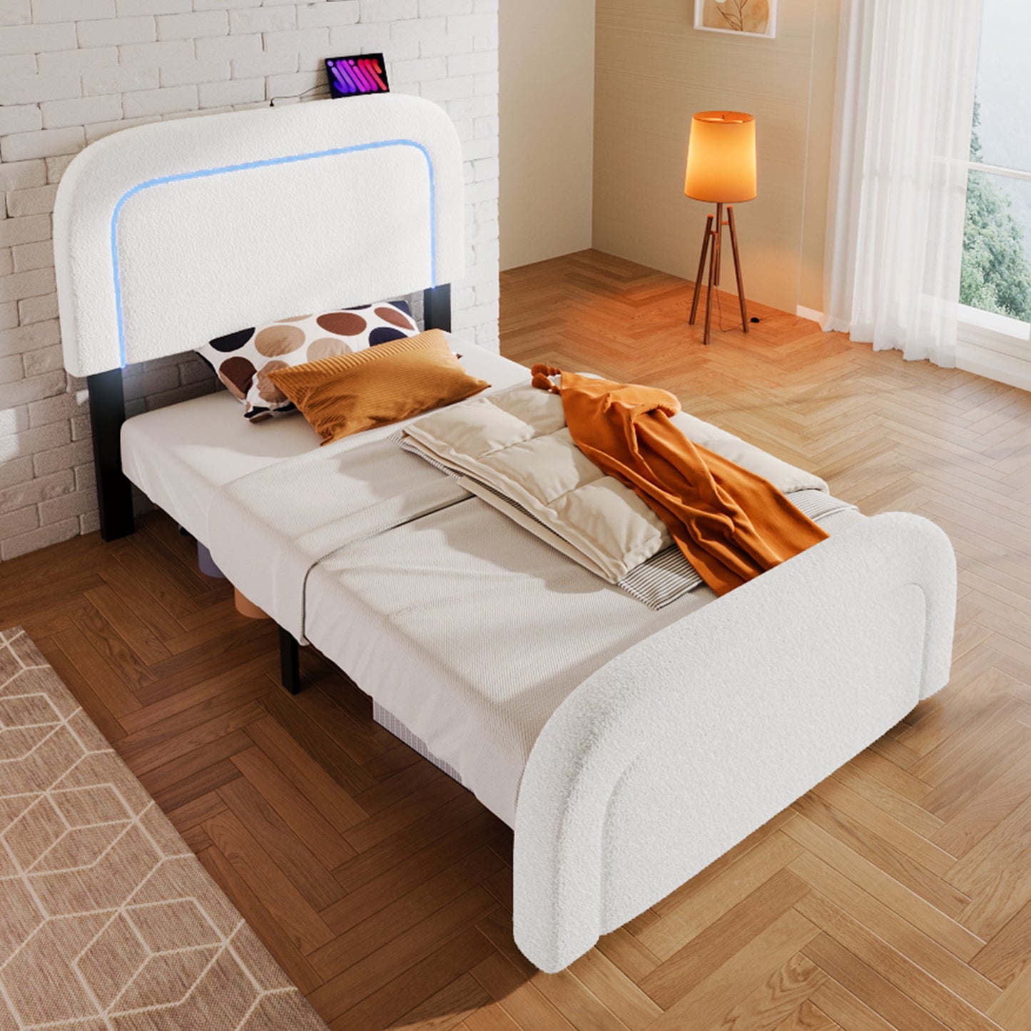 The Wooden Bed Frame Has A Mattress Size 90cmx200cm
