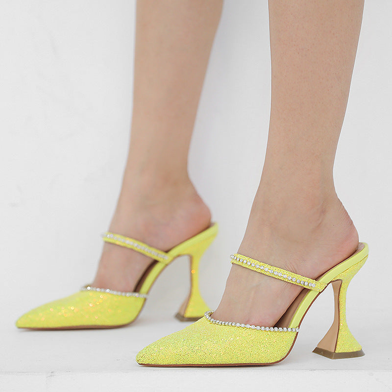 Pointed Slippers High Heel Baotou Sandals And Slippers Women