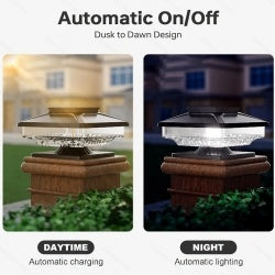 8 Pack Outdoor Solar Post Cap Lights Cold White For 4x4 5x5 6x6 Wood Posts In Garden Decor IP65 Waterproof