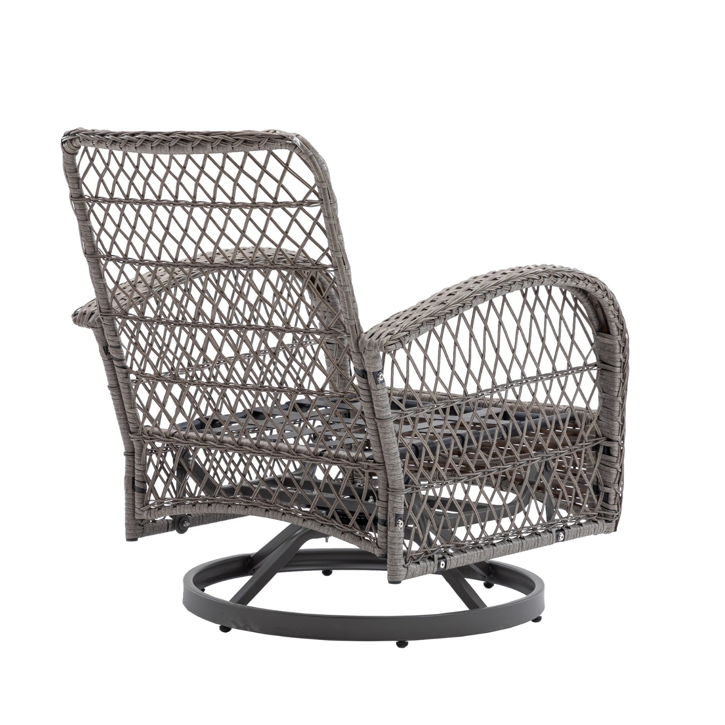 3pc Outdoor Swivel Rocker Chairs, 360 Rocking Patio Set With Thick Cushions