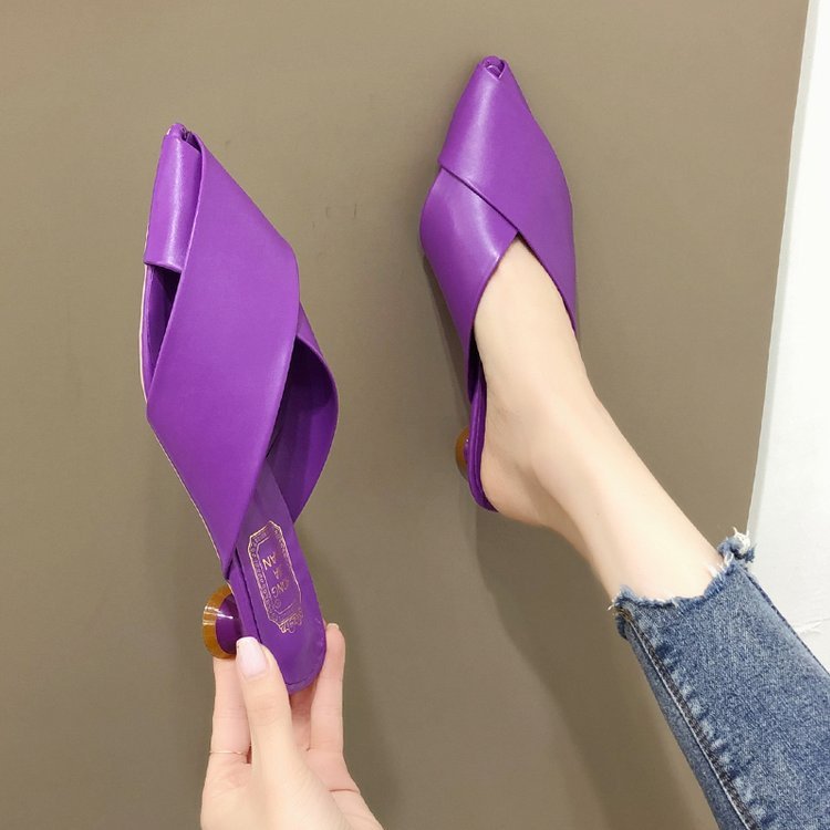 Baotou Half Slippers Personalized Low-heel Slippers Sandals And Slippers
