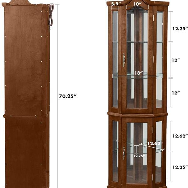 Corner Rare Cabinet With Lights, Excluding E26 Light Bulbs