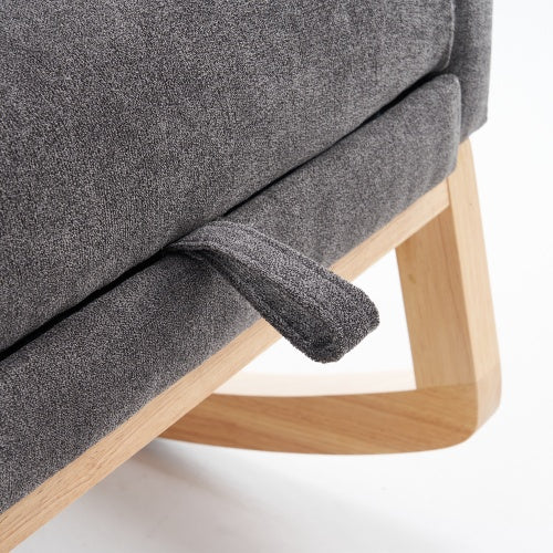 Accent Rocking Chair With Footrest High Back Rubber Wood Rocking Legs Bedroom Living Space 26.77D X 38.36W X 39.76H Inch
