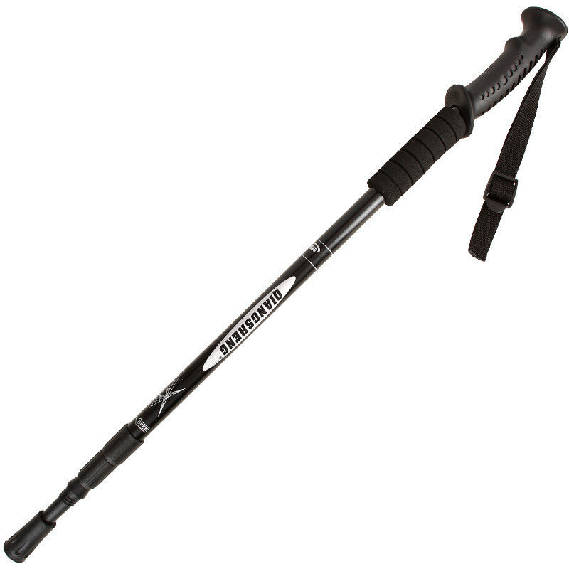 Outdoor Straight Handle Aluminum Alloy Telescopic Trekking Walking Stick