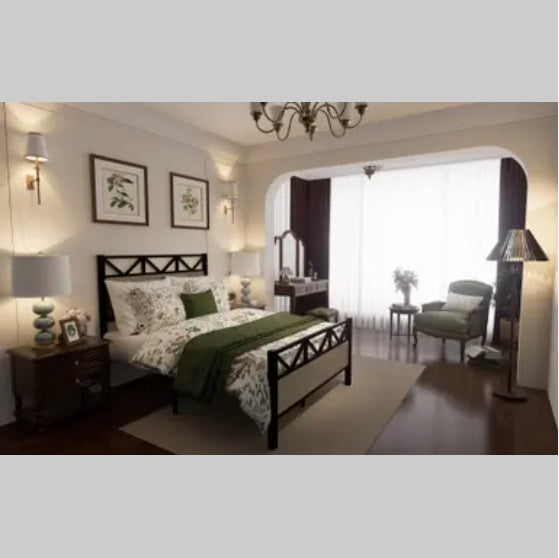 Full Size Bed Fram  Easy Assembly Brown