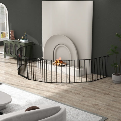 200 Adjustable Safety Gate 8 Panels Play Yard Metal Doorways Fireplace Fence Christmas Tree Fence Gate For House Stairs Gate Prohibited Area Fenc