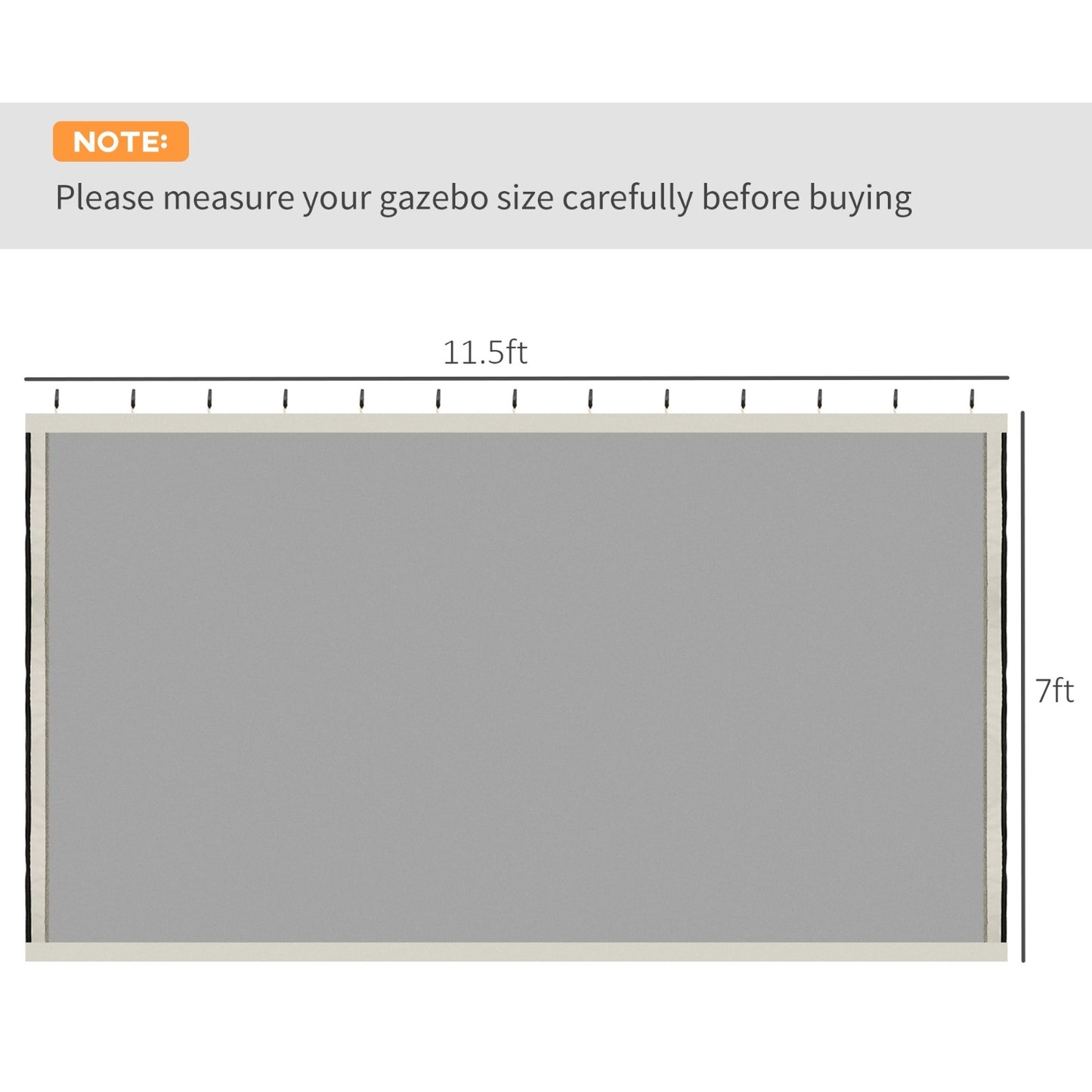 Outsunny 10' X 13' Replacement Mesh Sidewall Netting For Patio Gazebos And Canopy Tents With Zippers