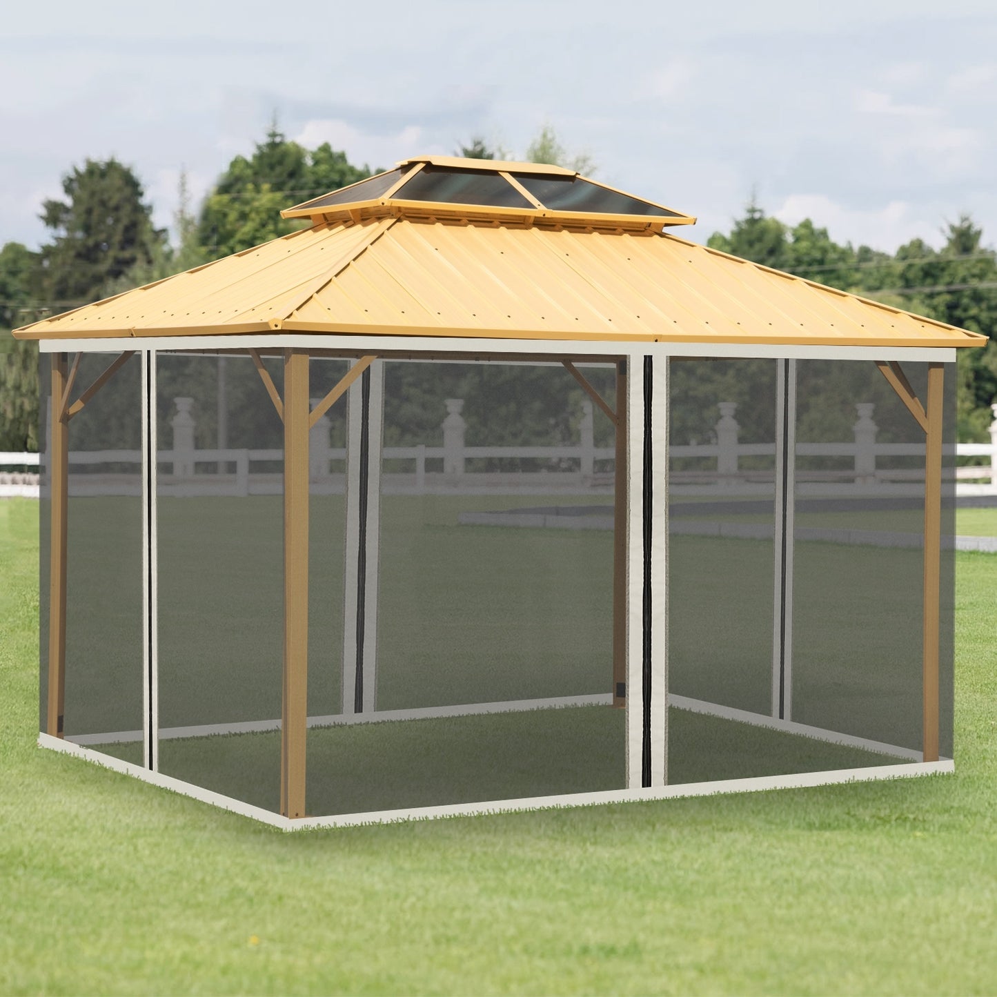 Outsunny 10' X 13' Replacement Mesh Sidewall Netting For Patio Gazebos And Canopy Tents With Zippers