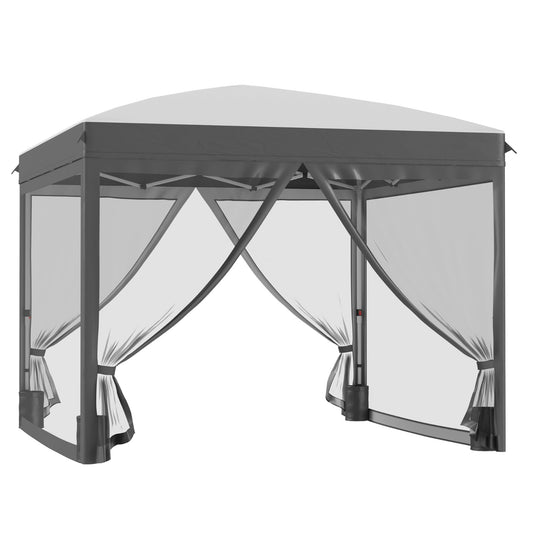 Outsunny 10' X 10' Pop Up Canopy Tent With Netting, Instant Sun Shelter, Tents For Parties, Height A