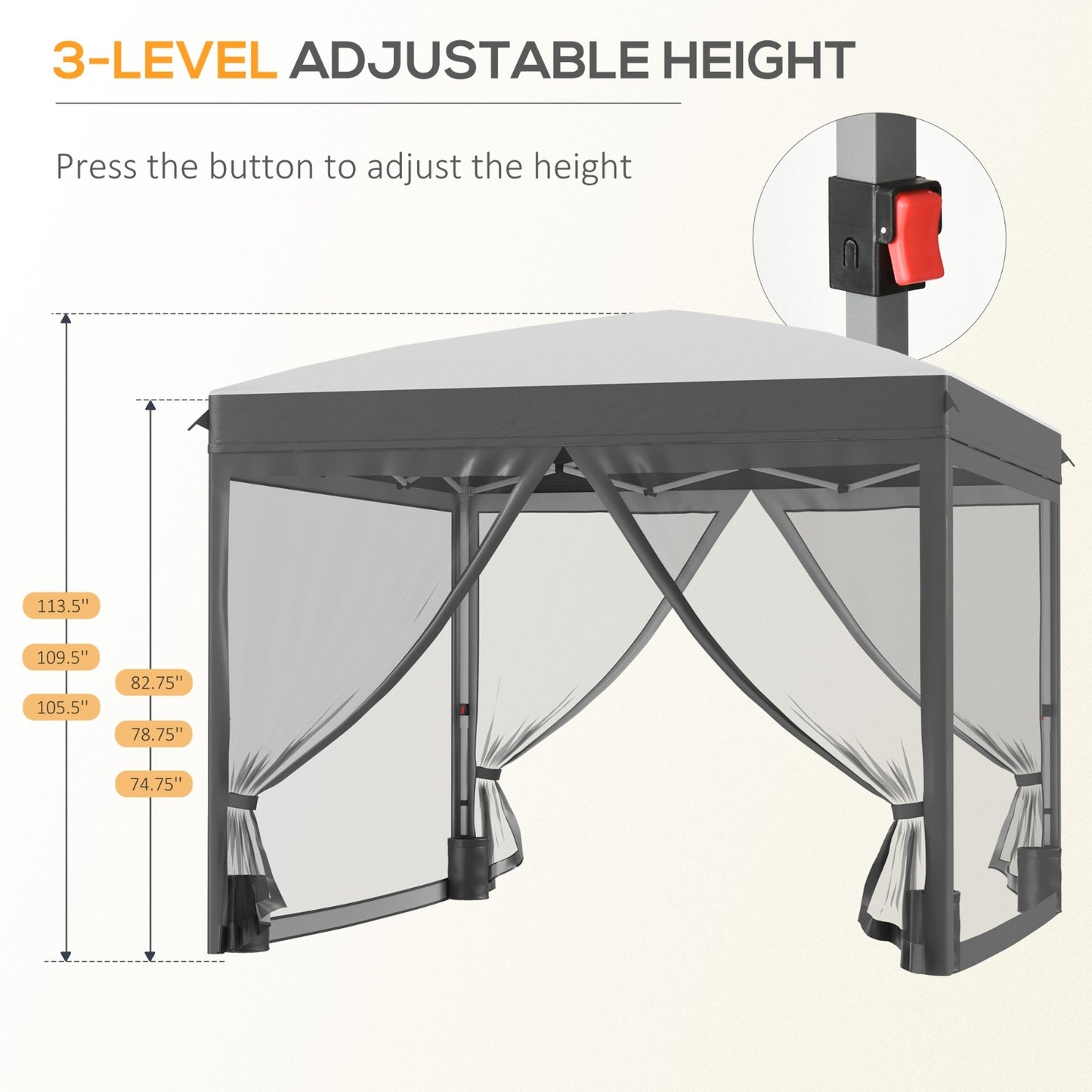 Outsunny 10' X 10' Pop Up Canopy Tent With Netting, Instant Sun Shelter, Tents For Parties, Height A