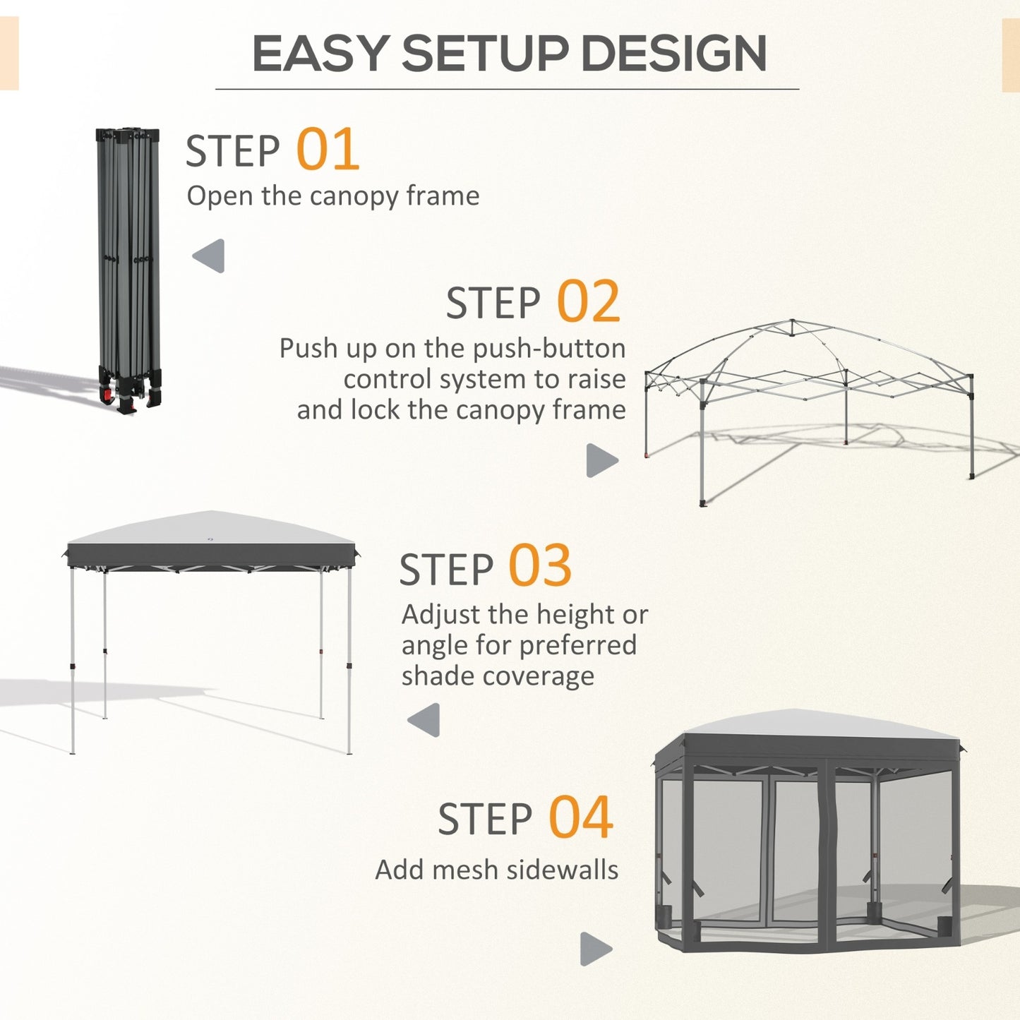 Outsunny 10' X 10' Pop Up Canopy Tent With Netting, Instant Sun Shelter, Tents For Parties, Height A