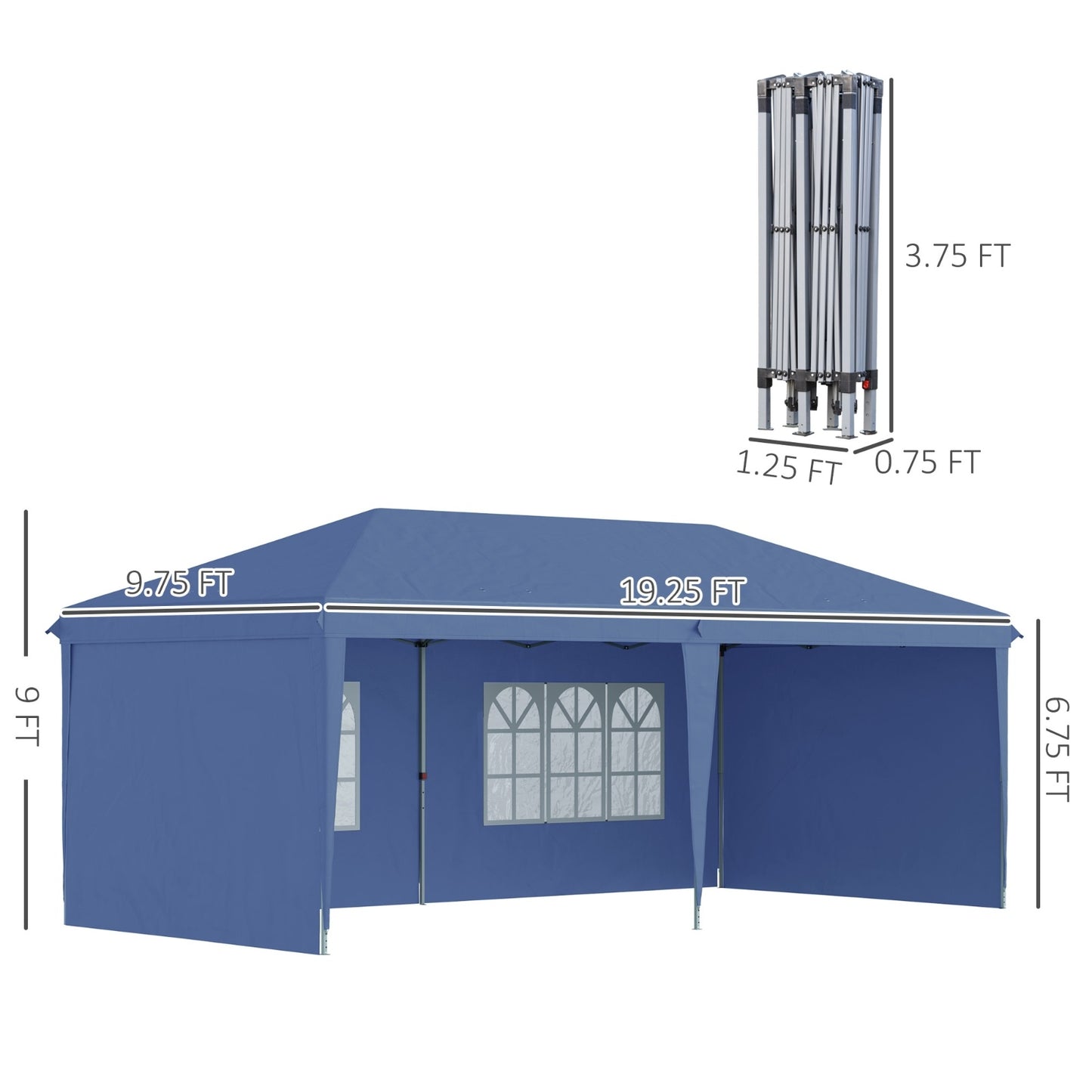 Outsunny 10' X 20' Pop Up Canopy Tent With 4 Sidewalls, Heavy Duty Tents For Parties, Outdoor Instan