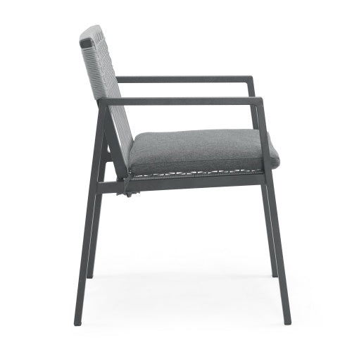 Outdoor Dining Chair Set Of 2, Aluminum  Rope , Outdoor Armchair Seating For Patio Backyard Poolside Balcony, Cushion Included