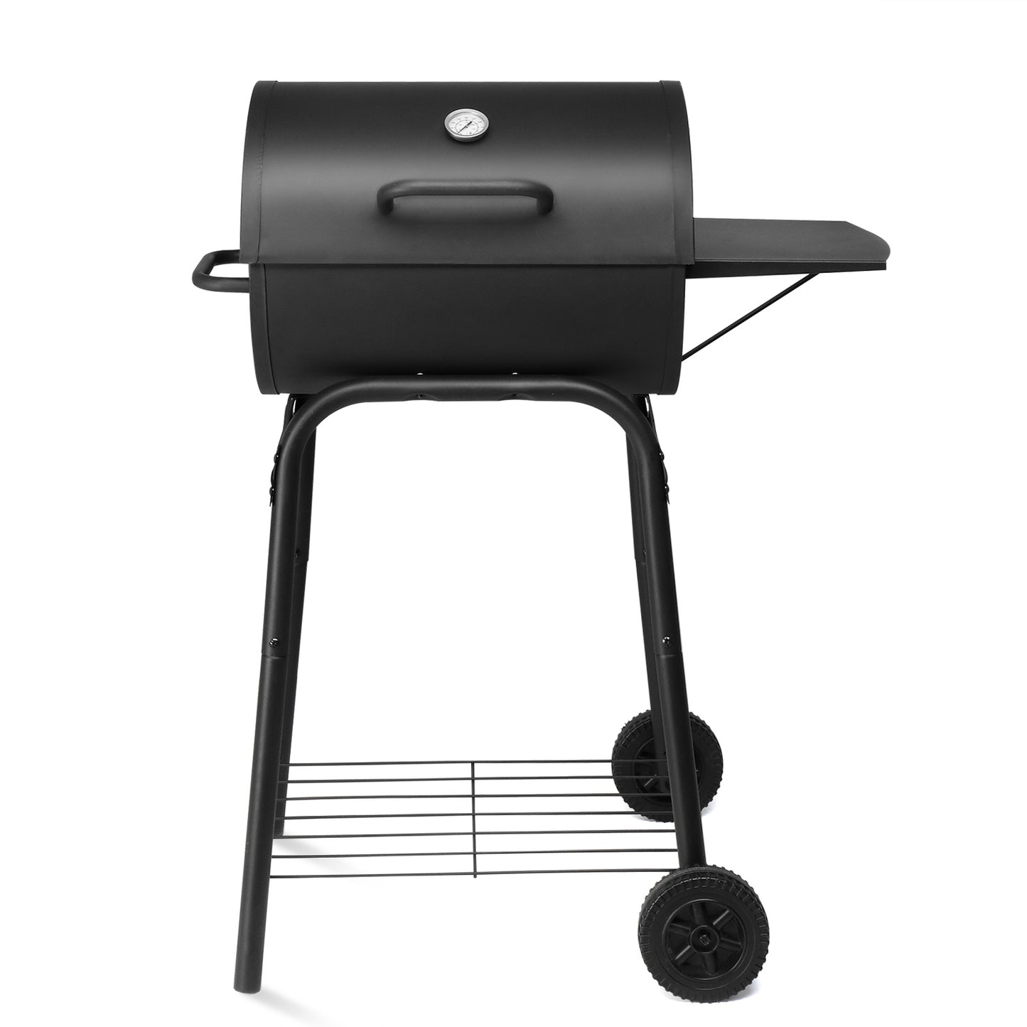Black Cylinder With Side Panels And Wheels, High-temperature Powder Smoked Carbon Oven