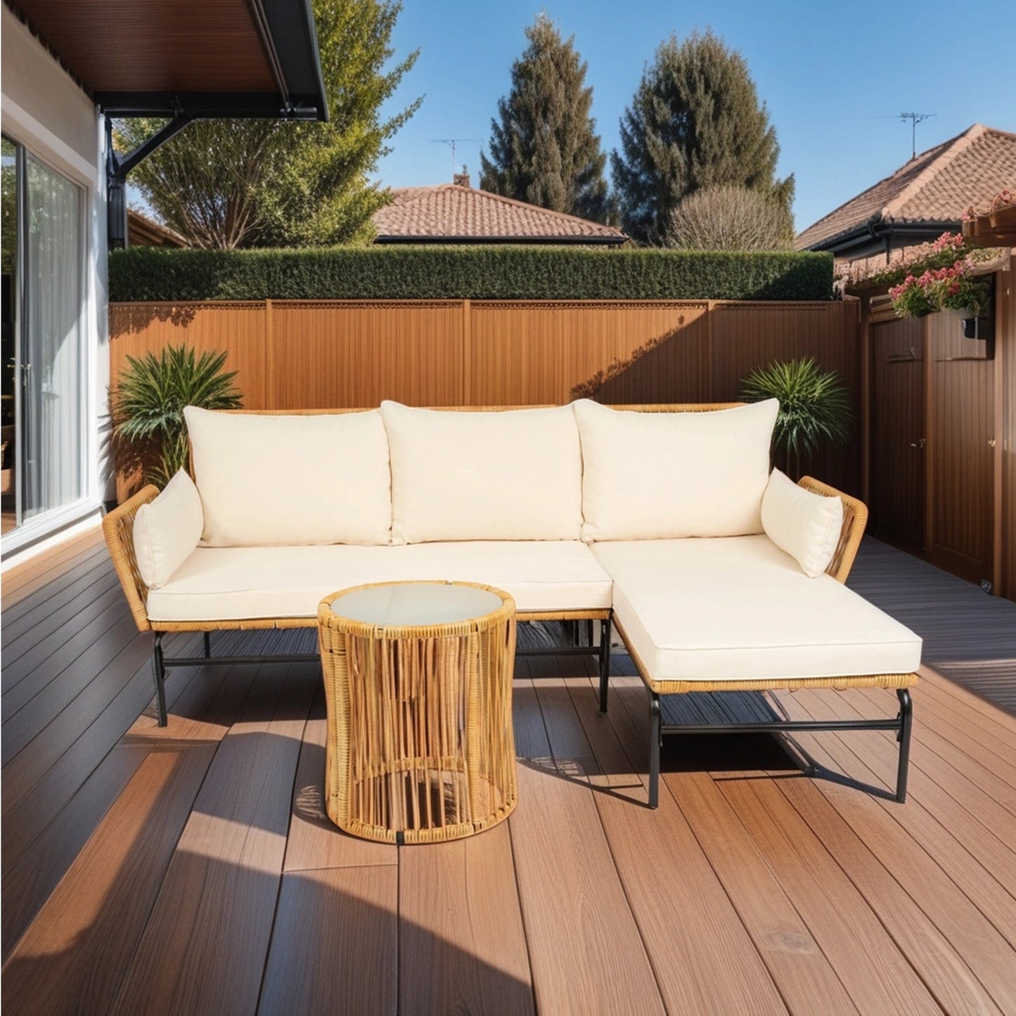 3 Pieces Outdoor Patio Wicker Furniture Sets Table And Chairs