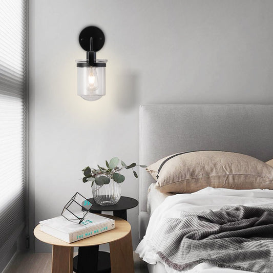 1-Light With Clear Glass Shade,Modern Sconce, Industrial Indoor  Light Fixture For Bathroom Living Room Bedroom Over Kitchen Sink,E26 Socket,No Bulb