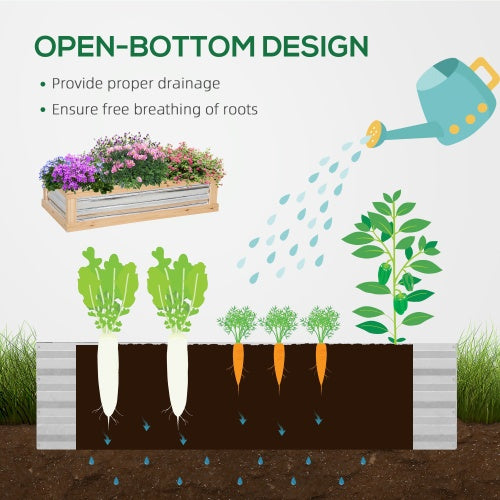 Outsunny Raised Garden Bed With Polycarbonate Greenhouse, Wooden Garden Cold Frame Greenhouse, Flower Planter Protection, 48 X 24 X 32, Natural