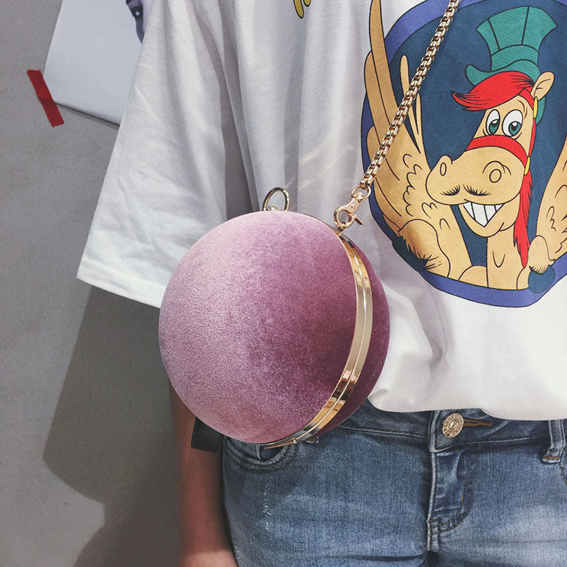 Velvet ball shoulder bag