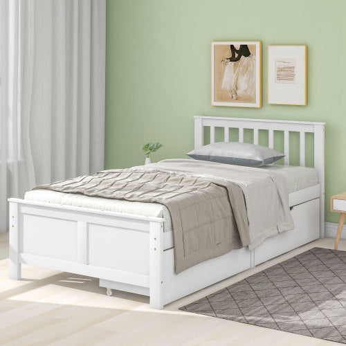 Pine Frame Bed With Drawers