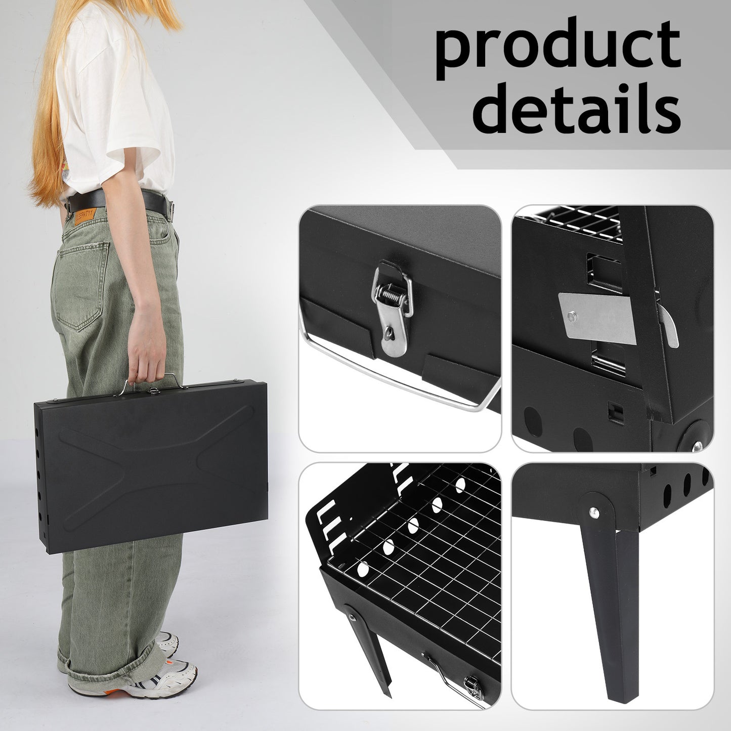 Black Portable Square Carbon Oven