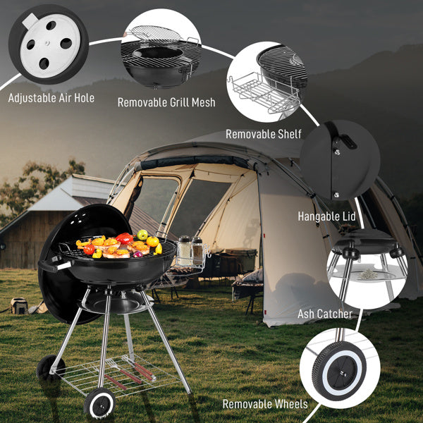 71X71X95cm Black Activity Baking Net, Circular Enamel Carbon Oven