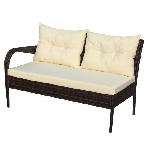Outdoor Patio Furniture Sets 3 Piece Conversation Set Wicker Ratten Sectional Sofa With Seat CushionsBeige Cushion