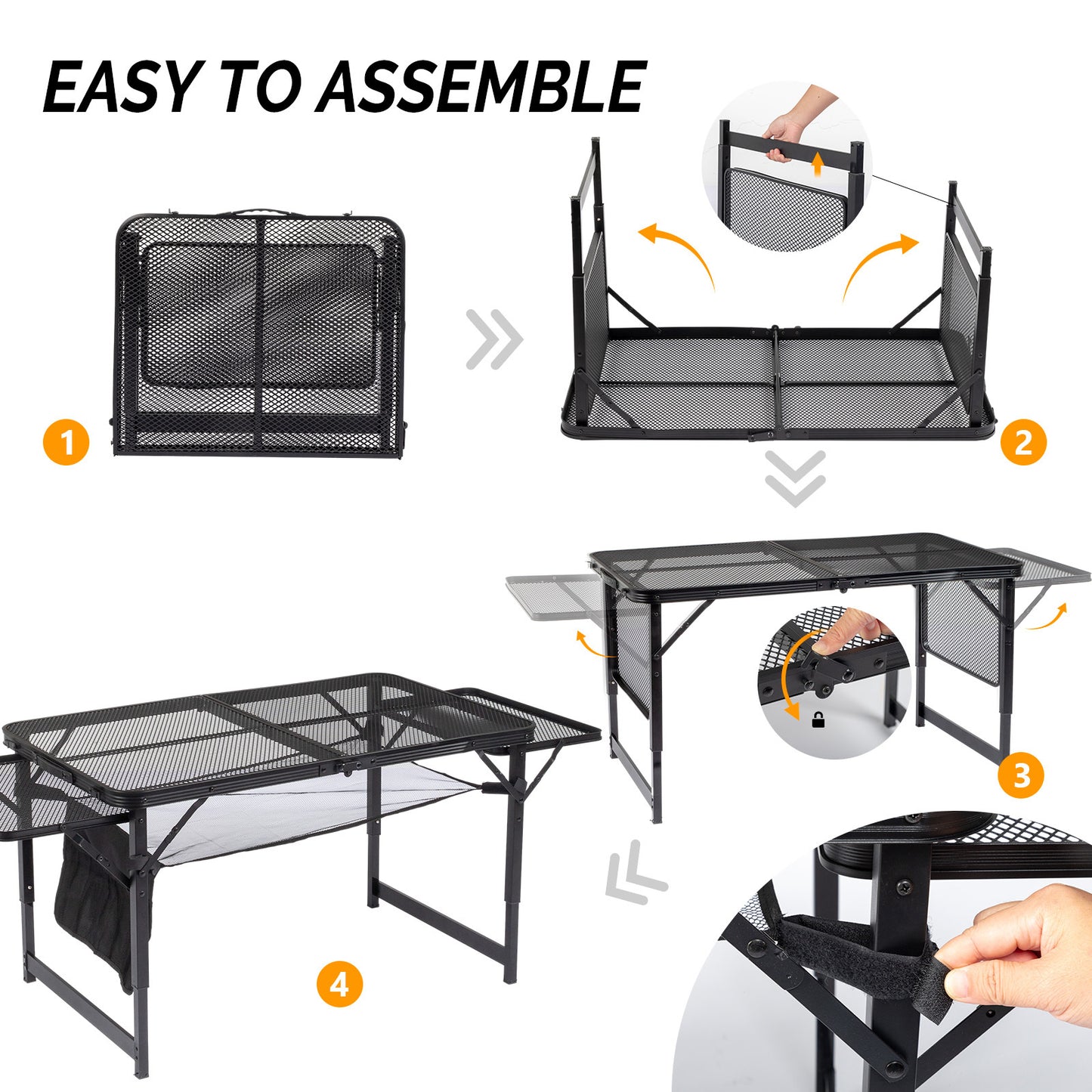 4.7ft Black Outdoor Folding Table