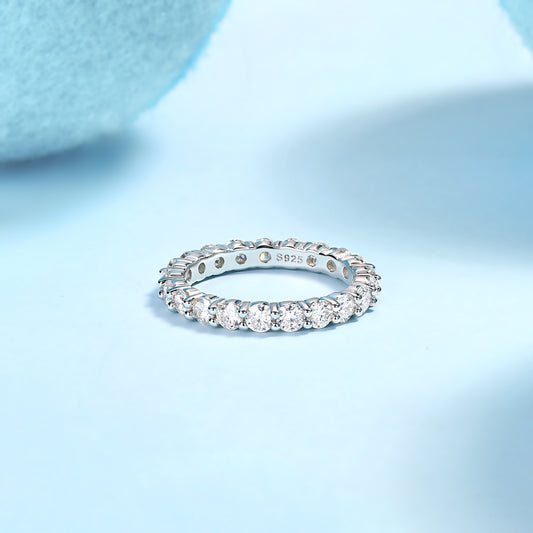 Luxury Fashion Diamond Ring, Row Diamond Ring, Moissanite Silver Ring, Jewelry