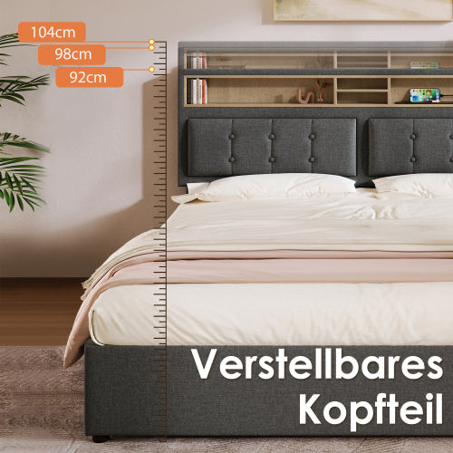 Linen Bed Frame With Slatted Frame