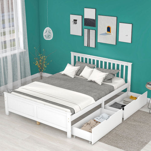 Pine Frame Bed With Drawers