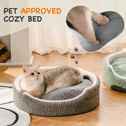 MEWOOFUN Handmade Wool Cat Cave Bed - Natural Felt Cat House For Indoor Cats & Kittens, Cozy Hideaway Pet Bed With Breathable Design Grey, Medium