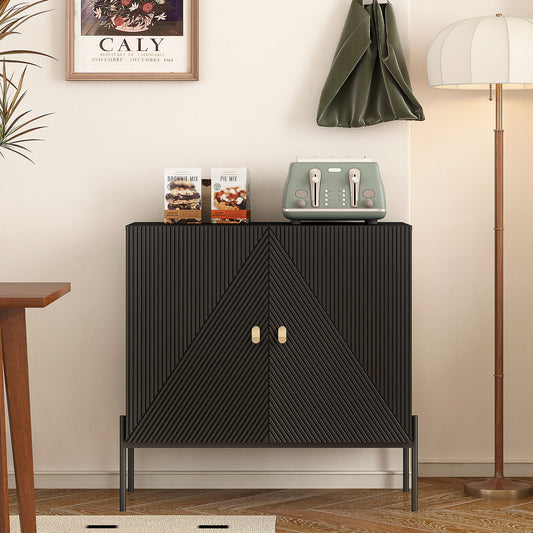 Sideboards Buffets Cabinet Home Coffee Bar Cabinet,with Drawers,2 Cabinets And 6-Bottle Wine Rack For Living Room Or Kitchen Dining Room Home Decor Black