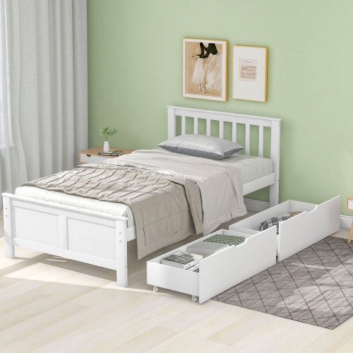 Pine Frame Bed With Drawers