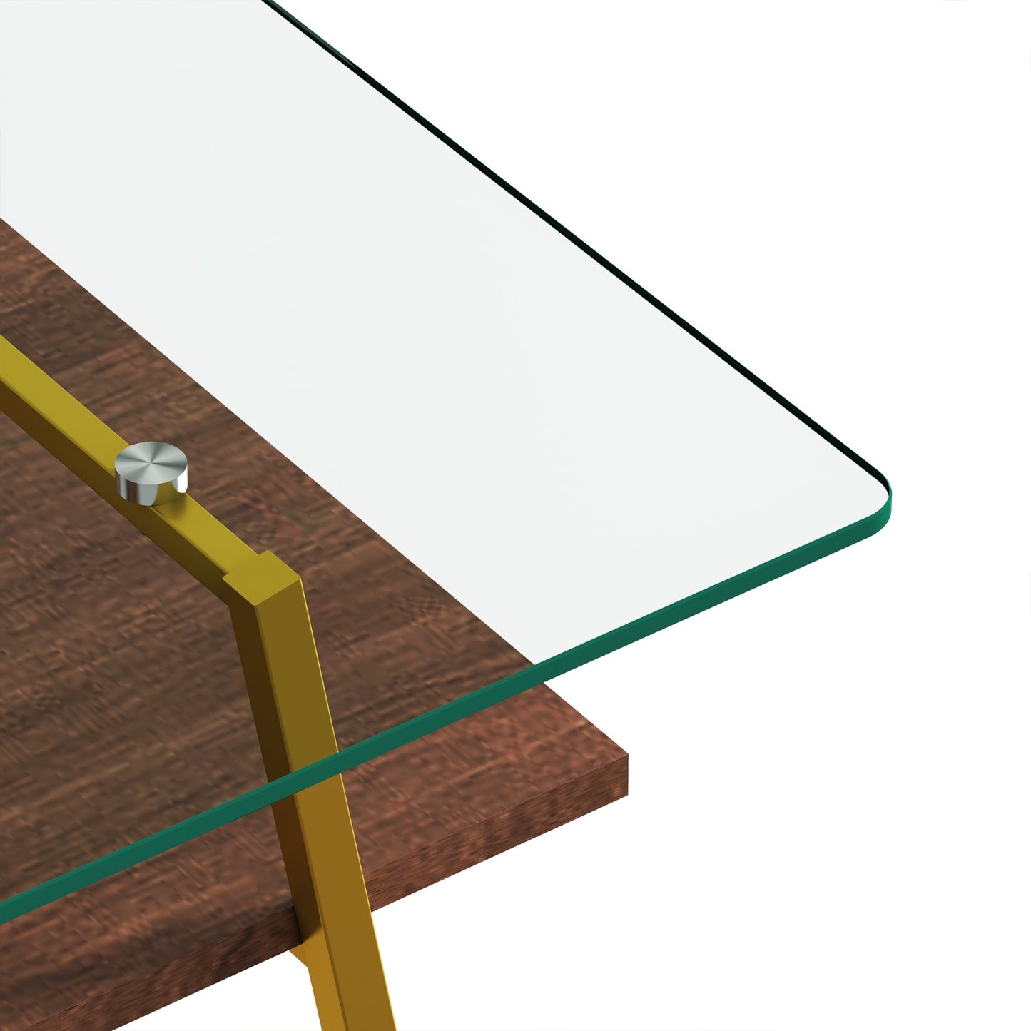 Rectangle Coffee Table, Tempered Glass Tabletop With Gold Metal Legs, Modern Table For Living Room ,