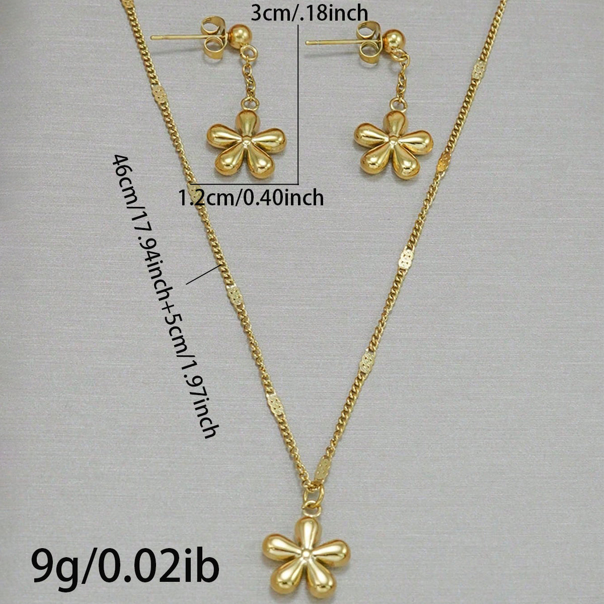 Lxalry 18K Gold Plated Floral Carved Mirror Jewelry Set  Hypoallergenic Skin Safe Necklace   Earrings For Daily Evening  Never Fade Luxury Gift With Precision Cast Petals