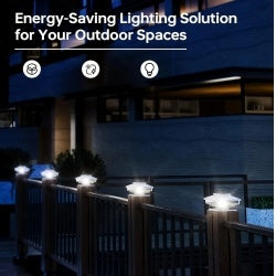 6 Pack Outdoor Solar Poat Cap Lights Cold White  IP65 Waterproof For 4x4 5x5 6x6 Wood Posts In Garden Decor  White