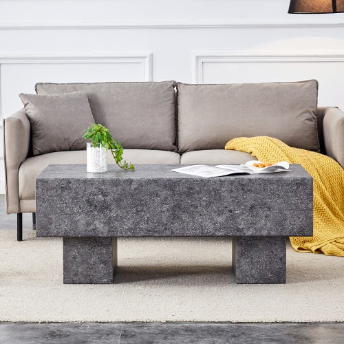 Modern Simple Gray Texture MDF Coffee Table  43.3x21.6x17.2 Practical Model.Making It An Ideal Addition To Any Living Room Or Apartment