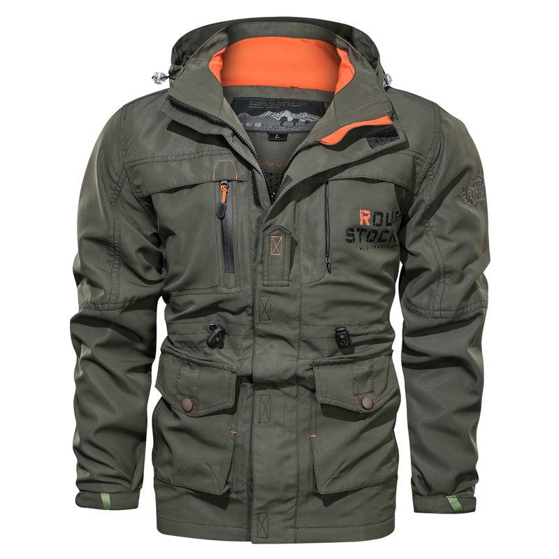 Men's Medium To Long Casual Outdoor Hooded Plus Size Jacket