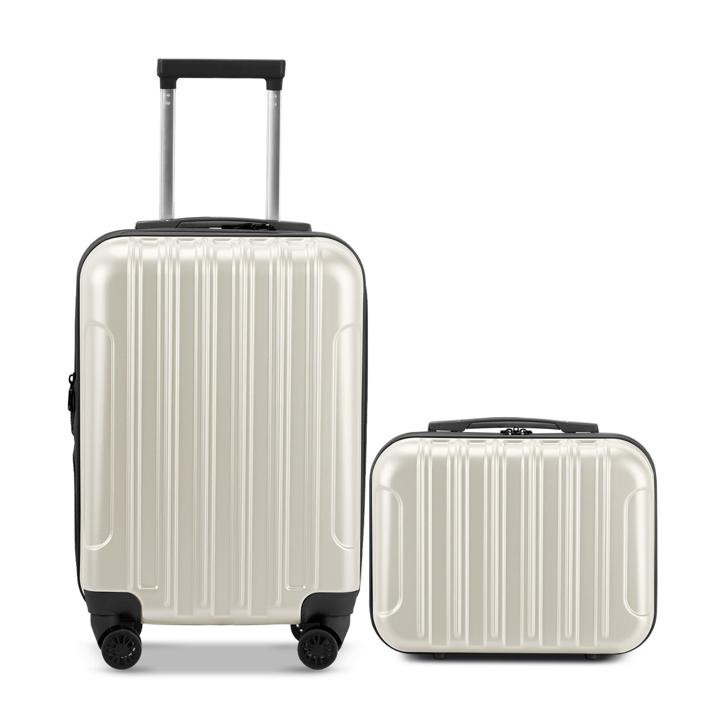 Vertical Pattern Two-piece Set 20 Inch Expandable With 14 Inch Suitcase