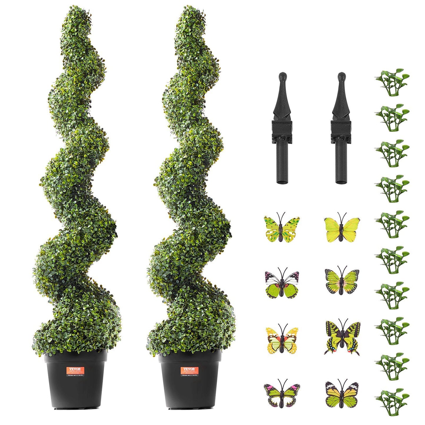 VEVOR 2 Pack 5' Artificial Boxwood Topiary Tree Faux Plant UV Decor In Outdoor
