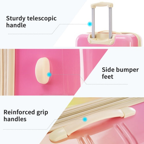 Hardshell Luggage Sets 3 Piece Gradient Color Expandable Suitcase With Spinner Wheels And TSA Lock Lightweight 20 24 28 Available,Pink Green