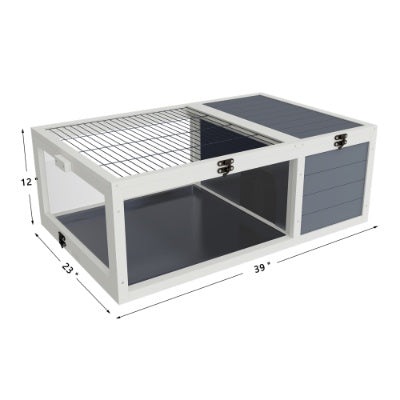 39.5Wood Tortoise House Indoor Turtle Habitat Reptile Cage For Small Animals Lizards, Geckos, With 2 Removable Waterproof Tray
