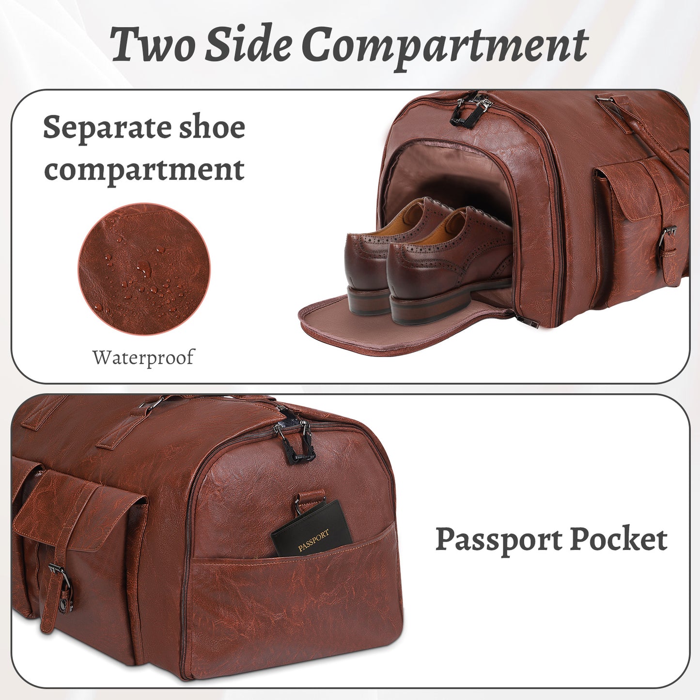 Large Capacity Men's Leather Suit Storage Bag