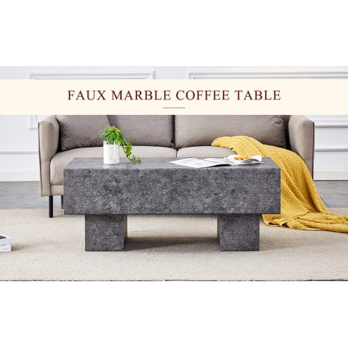 Modern Simple Gray Texture MDF Coffee Table  43.3x21.6x17.2 Practical Model.Making It An Ideal Addition To Any Living Room Or Apartment