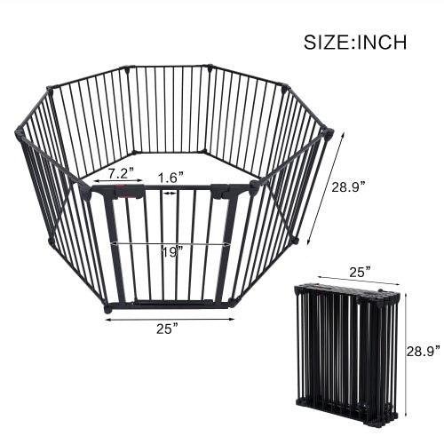 200 Adjustable Safety Gate 8 Panels Play Yard Metal Doorways Fireplace Fence Christmas Tree Fence Gate For House Stairs Gate Prohibited Area Fenc