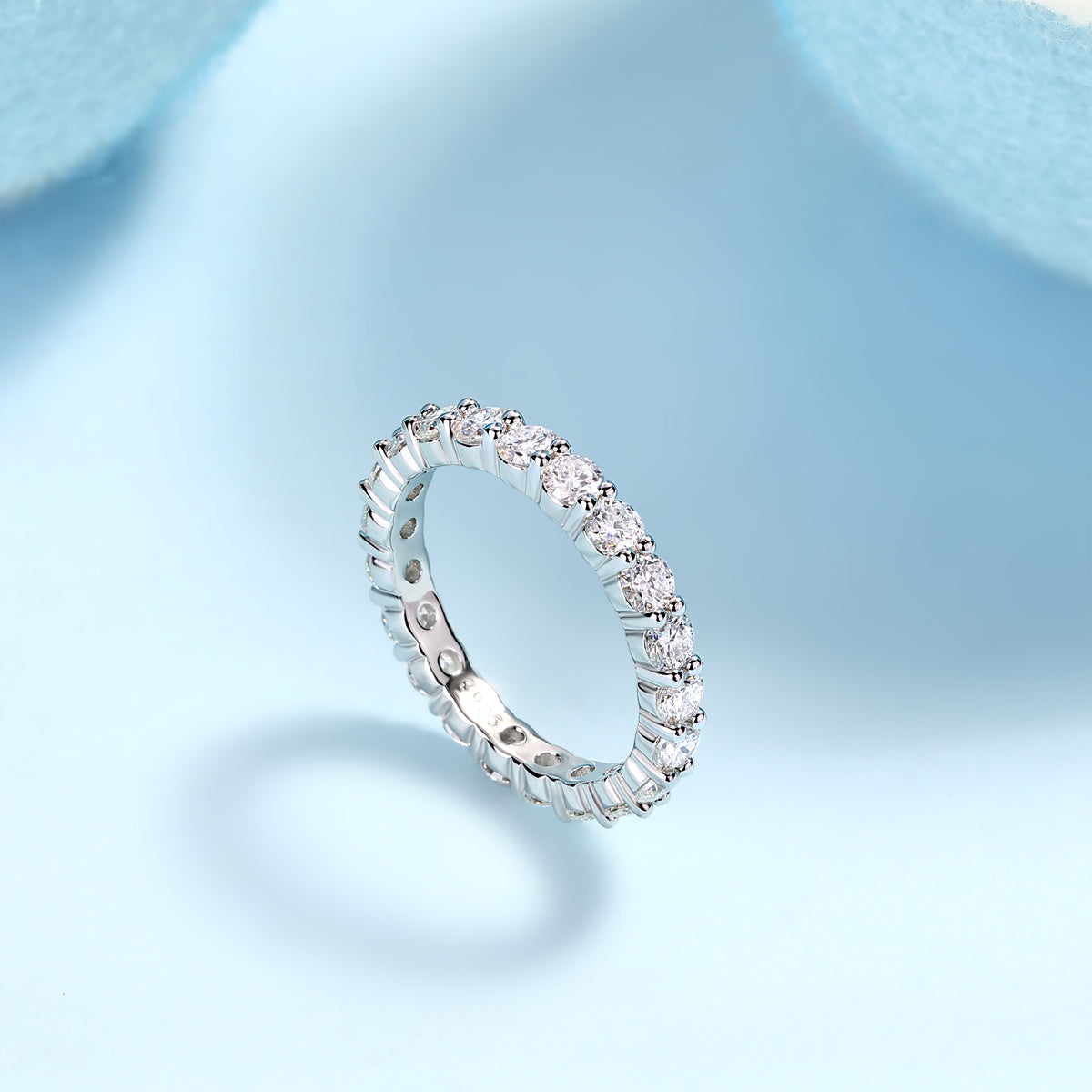 Luxury Fashion Diamond Ring, Row Diamond Ring, Moissanite Silver Ring, Jewelry