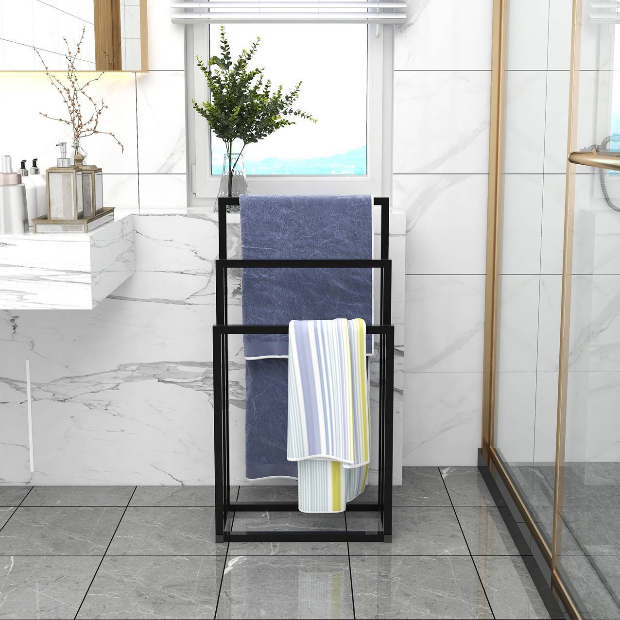 Metal 3 Tiers Towel Rack Towel Holder Organizer For Bathroom Accessories
