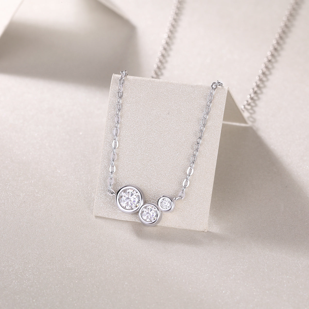 White Dew Luxury Fashion Diamond Pendant Necklace Set With Mosan Diamond Silver Ornaments