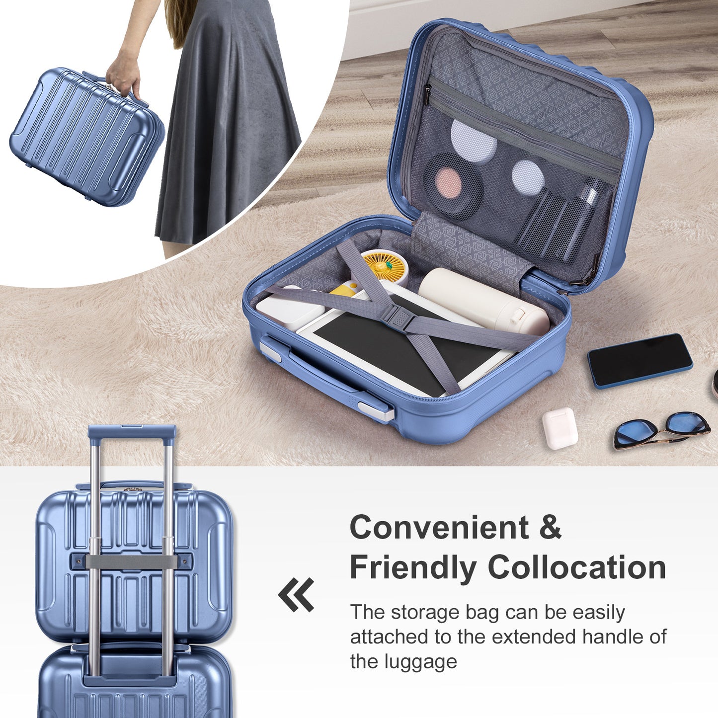 Vertical Pattern Two-piece Set 20 Inch Expandable With 14 Inch Suitcase