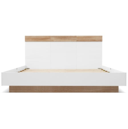 Floating Bed With Headboard In Timber Slatted Frame  Size  140cmx200cm